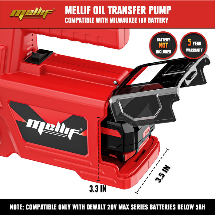 Mellif Cordless Diesel Transfer Pump  Fuel Transfer Pump for Milwaukee 18V Battery