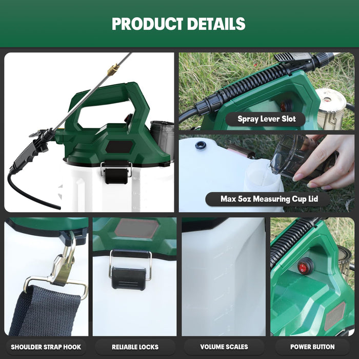 1 Gallon Battery Powered Sprayer Compatible with Makita 18V Battery