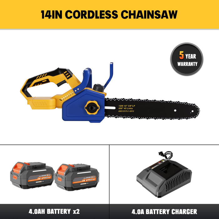 Mellif Cordless 40V 14In & 12In Chainsaw Compatible with Dewalt 20V MAX Battery