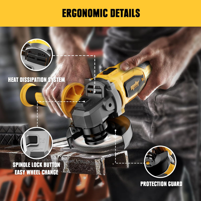 Mellif Cordless Angle Grinder, Compatible with DeWalt 20V Max Battery, 4-1/2-Inch, 8,500RPM Brushless Motor