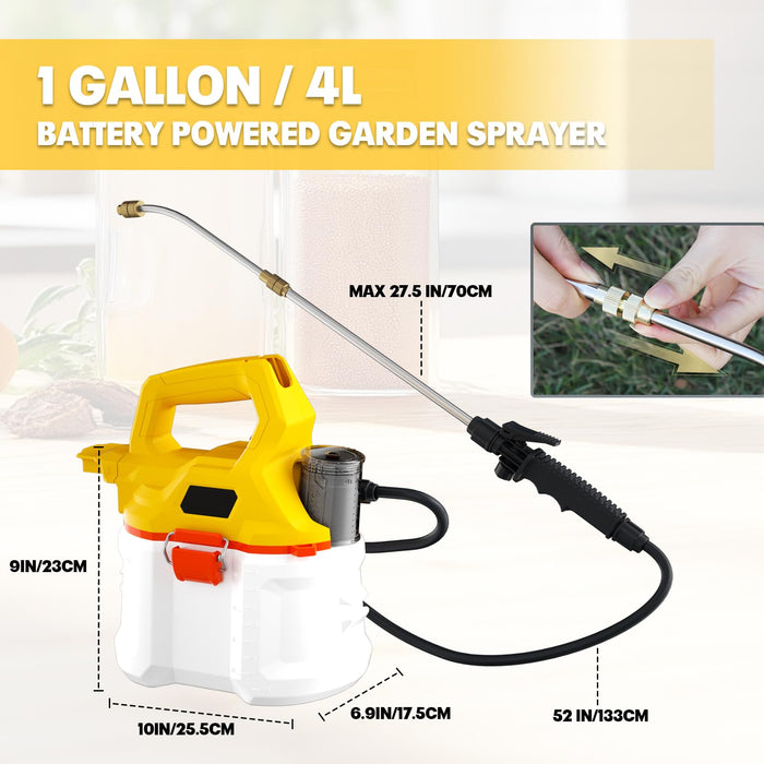 Mellif 1 Gallon Lawn Sprayer Compatible with Dewalt 20V Battery