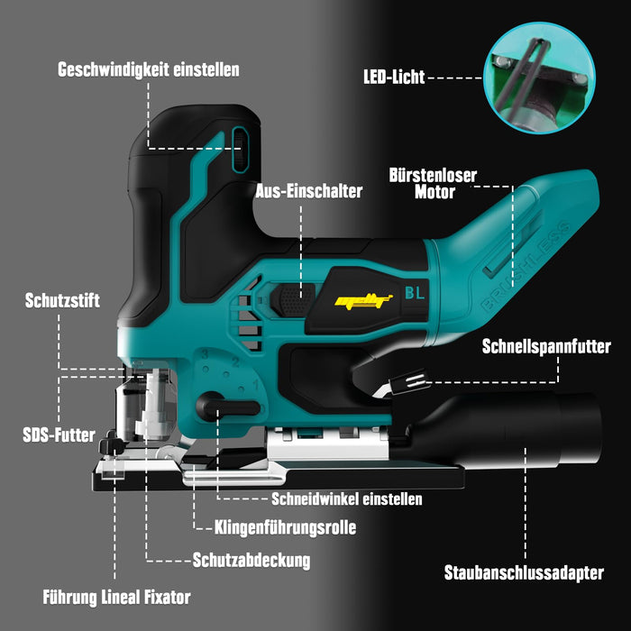 Mellif Akku Stichsäge für Makita Akku 18V 