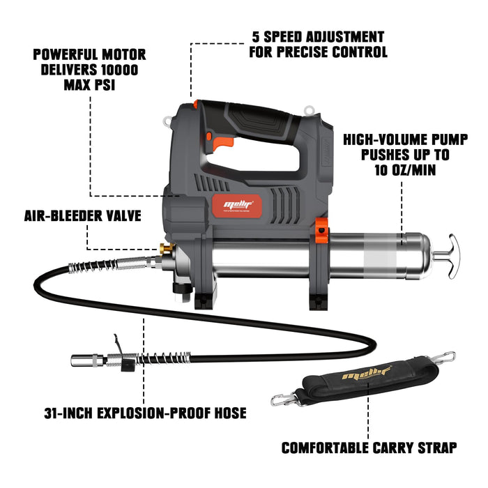 Mellif Cordless Power Grease Gun Compatible with DeWalt 20V MAX Battery