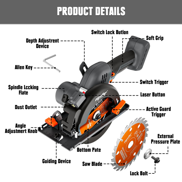 Mellif Circular Saw For Dewalt/Mellif 20V Max Battery