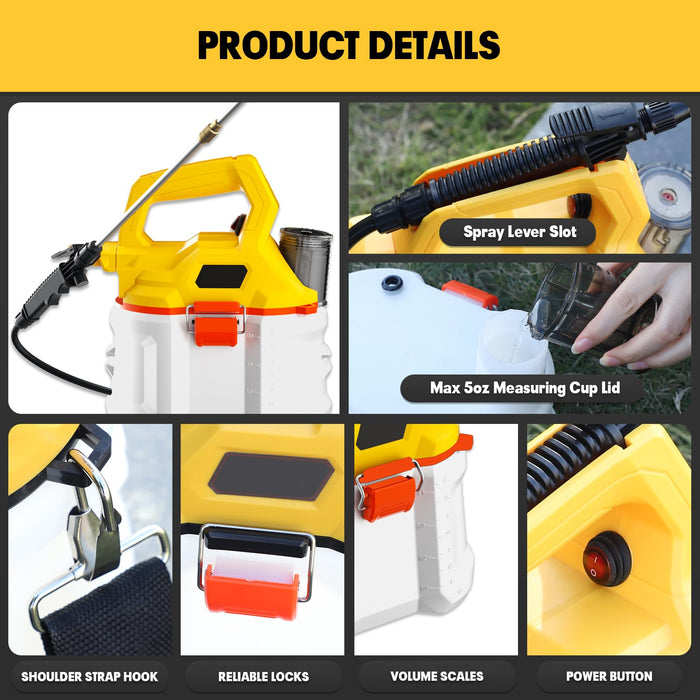 Mellif 1 Gallon Lawn Sprayer Compatible with Dewalt 20V Battery