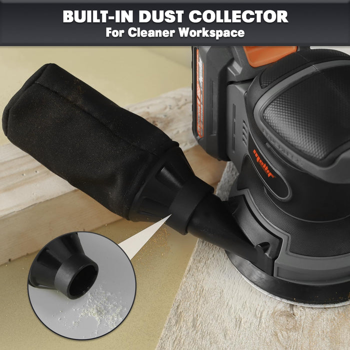 Mellif 5’’ Random Orbit Sander Compatible with DeWalt 20V MAX Battery