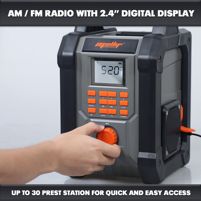 Mellif Jobsite Radio Speaker Compatible with DeWalt 20V Max Battery Mellif 20v 2.0ah Battery & Charger Kit Included