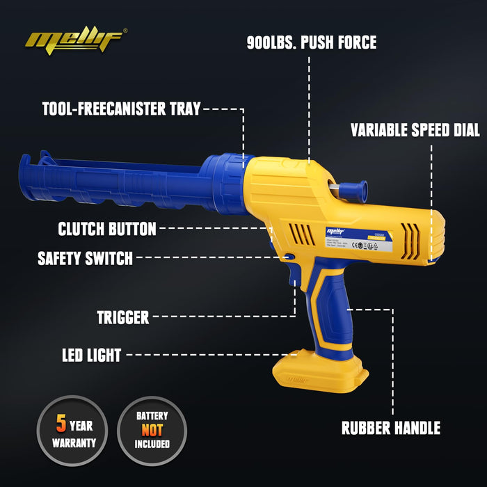 Mellif Cordless Caulking Gun for Dewalt 20V MAX Battery