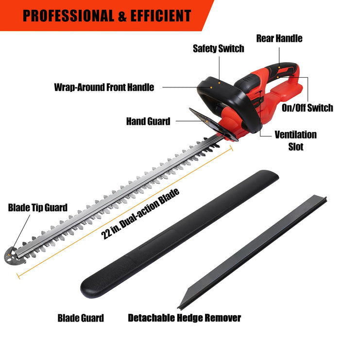 Maxmore Cordless Hedge Trimmer Compatible with Milwaukee 18V Battery (Battery NOT Included)