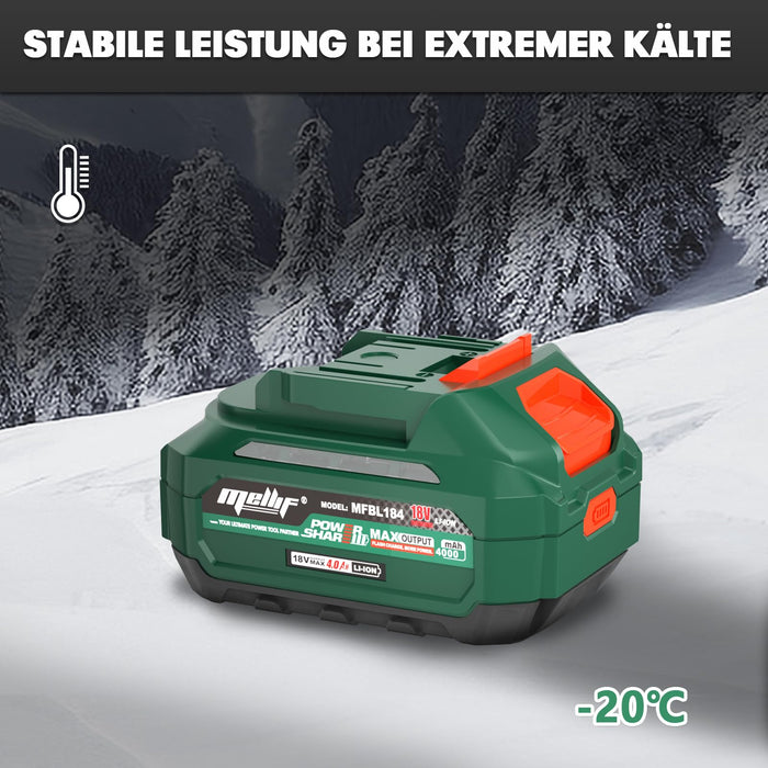 Mellif Akku Schneefräse,elektrische bürstenlose Schneebürste mit 4.0 Ah Batterie Kompatibel mit Makita 18V Akku