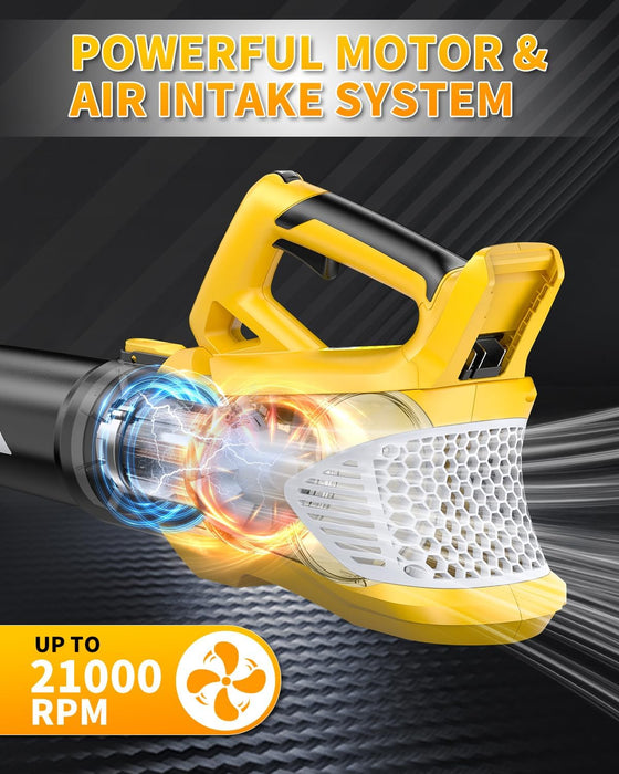 Cordless Leaf Blower, 500CFM 150MPH Wind Speed Adjustable, Yellow Tool Only