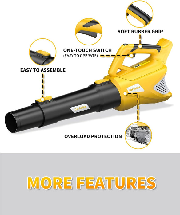 Cordless Leaf Blower, 500CFM 150MPH Wind Speed Adjustable, Yellow Tool Only