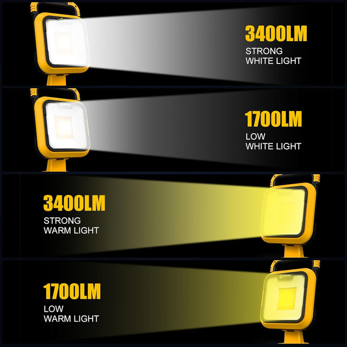 2packs 20V Battery Operated Worklight Outdoor Camping, 6400 Lumen