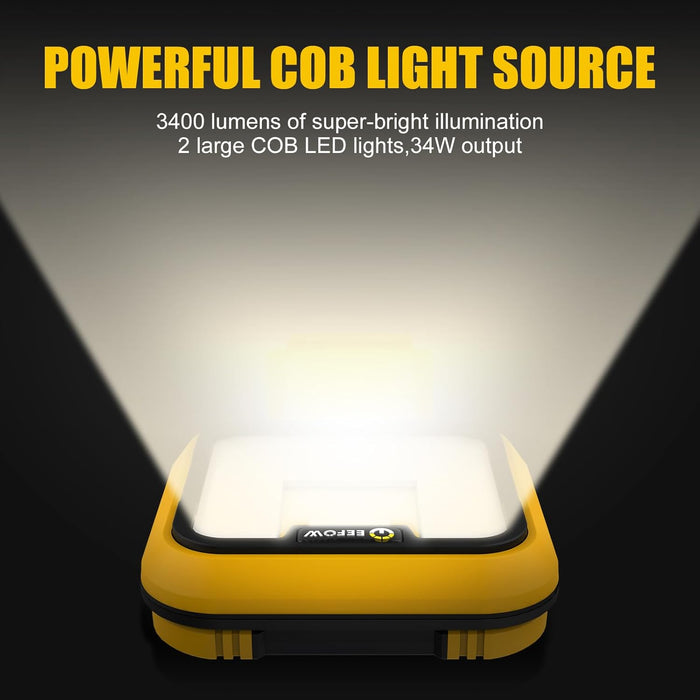 2packs 20V Battery Operated Worklight Outdoor Camping, 6400 Lumen