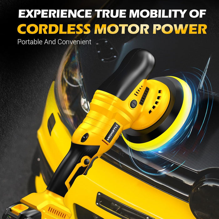 20v Cordless Buffer Polisher 2800-5800RPM Orbital Car Polisher Variable Speed, Yellow