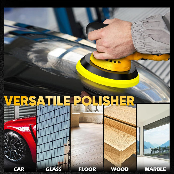 20v Cordless Buffer Polisher 2800-5800RPM Orbital Car Polisher Variable Speed, Yellow