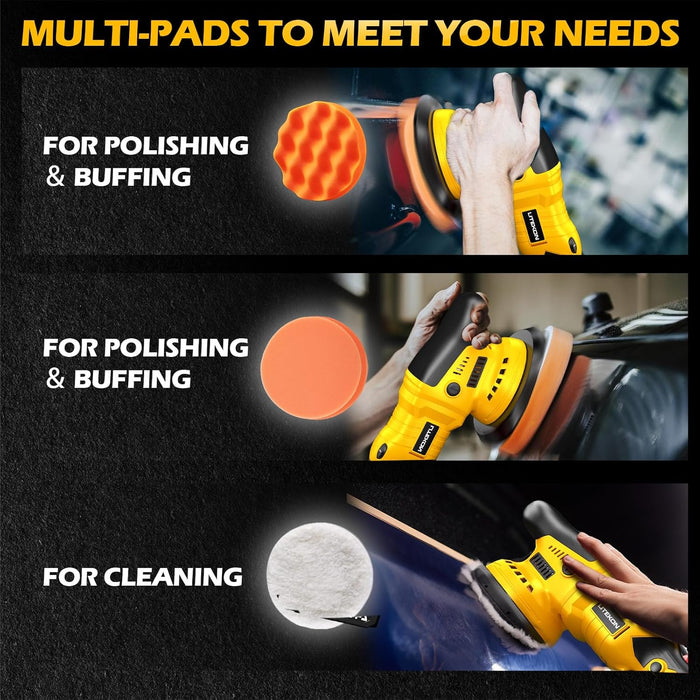 20v Cordless Buffer Polisher 2800-5800RPM Orbital Car Polisher Variable Speed, Yellow