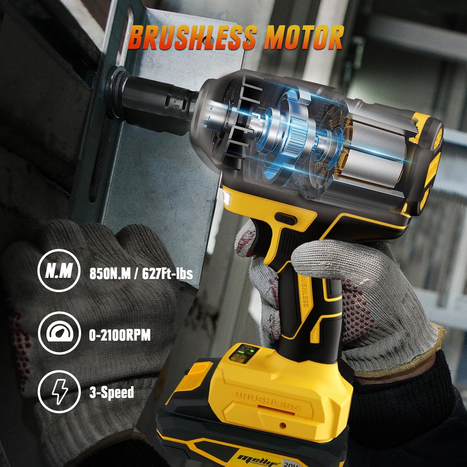 Mellif Cordless Impact Wrench for Dewalt 20V Max Battery — Mellif Tools