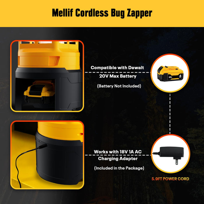 Mellif for DEWALT 18V 20V Hybrid Battery Powered Bug Zapper Lantern