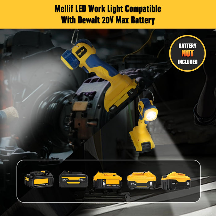 Mellif Portable Flashlight Combo For Dewalt 20V Max Battery