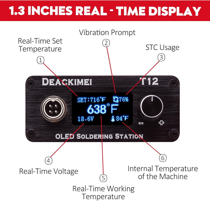 18v Battery Powered Soldering Iron Station Temperature Adjustable, Auto Sleep OLED Digital Display, Lead-Free Solder