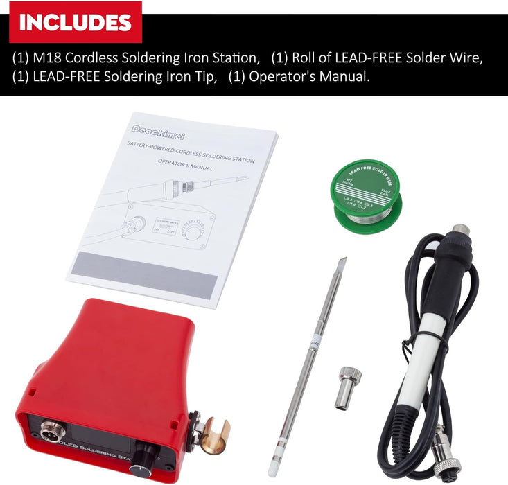 18v Battery Powered Soldering Iron Station Temperature Adjustable, Auto Sleep OLED Digital Display, Lead-Free Solder