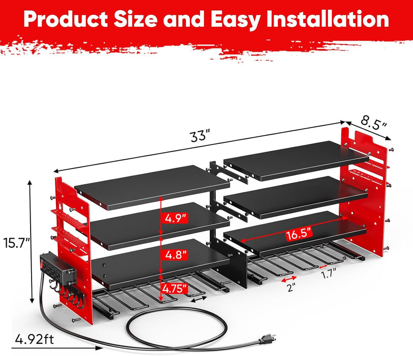 Large Power Tool Organizer Wall Mount with Charging Station