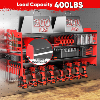 Power Tool Organizer Wall Mount with Charging Station