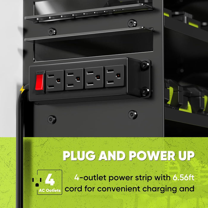 Large Power Tool Organizer Wall Mount with Charging Station