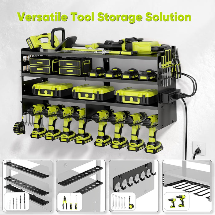 Large Power Tool Organizer Wall Mount with Charging Station
