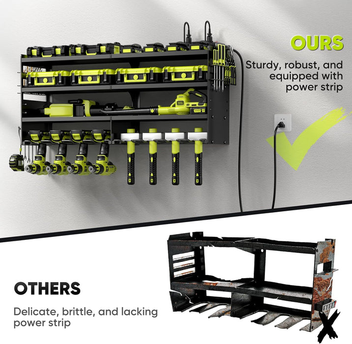 Large Power Tool Organizer Wall Mount with Charging Station