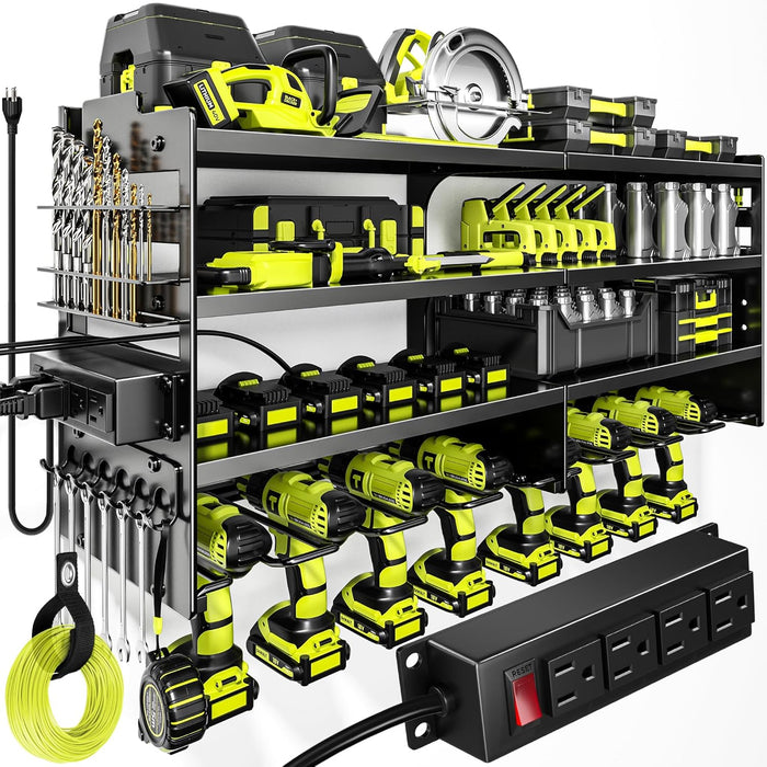 Large Power Tool Organizer Wall Mount with Charging Station