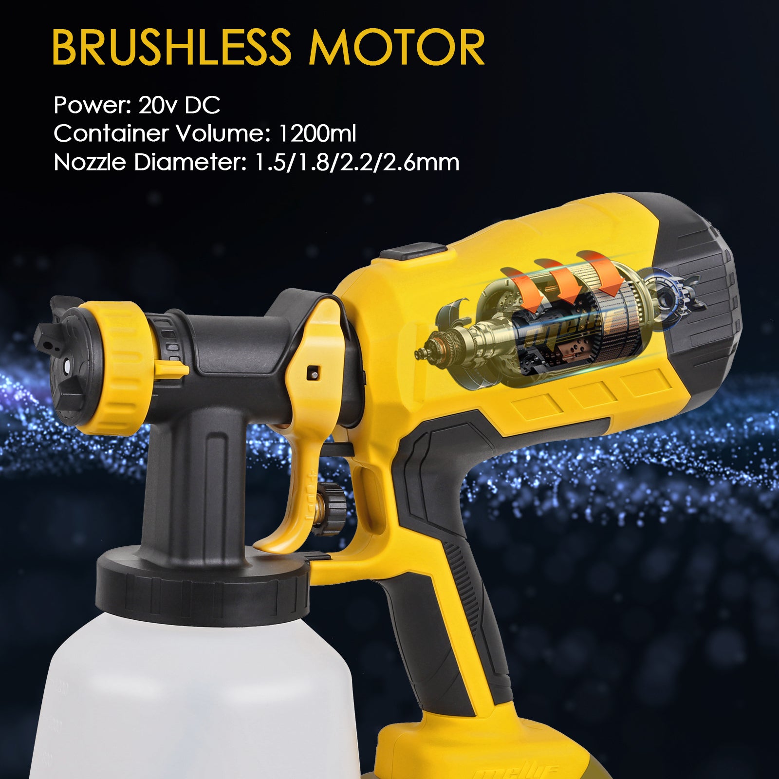 Litheli HVLP 20V Paint Sprayer with Brushless Motor, Cordless Paint Gun  with 2.0 Ah Battery & Charger 